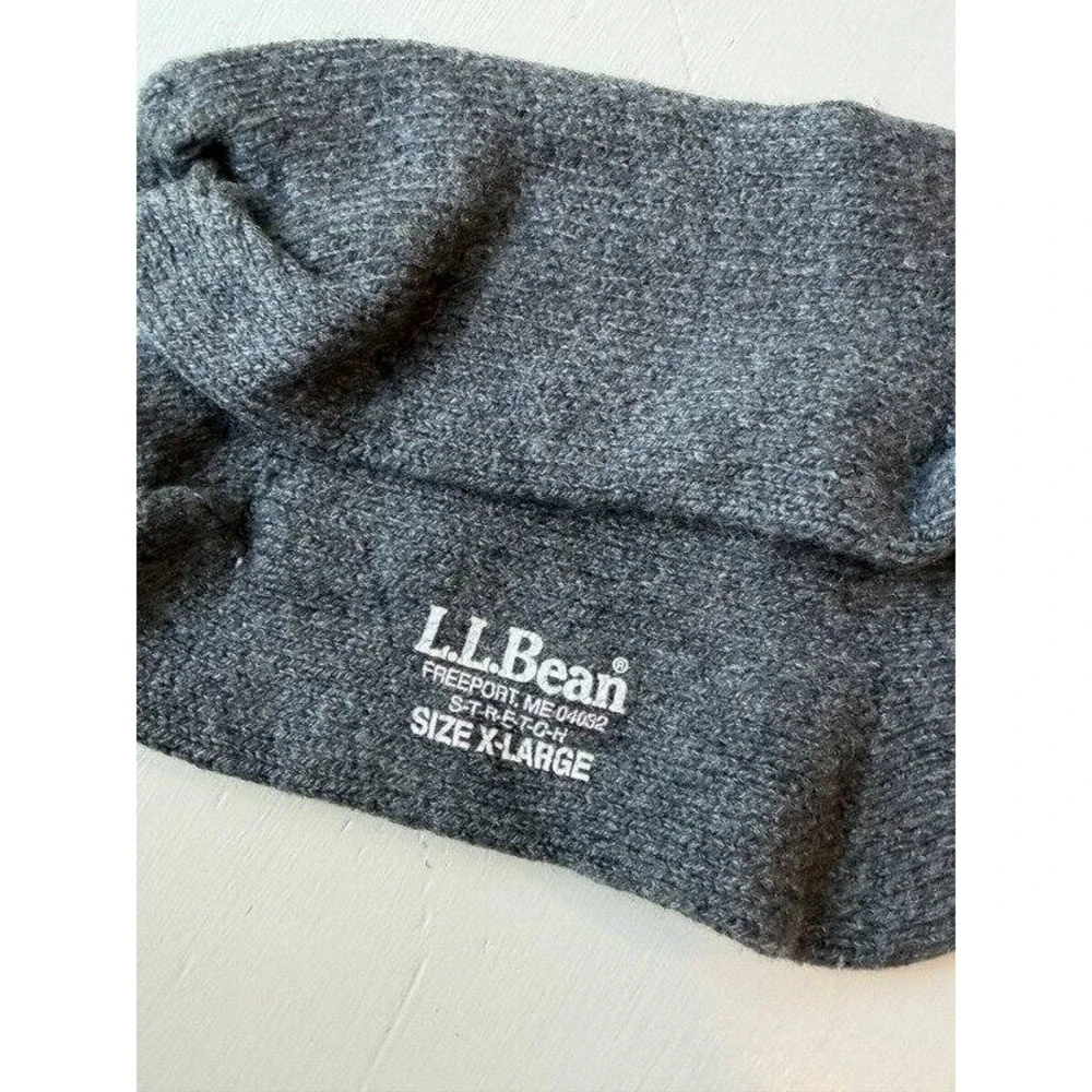 L.L. Bean Merino Wool Socks 10 in Crew Stretch XL Gray Ribbed Knit Heavy Duty